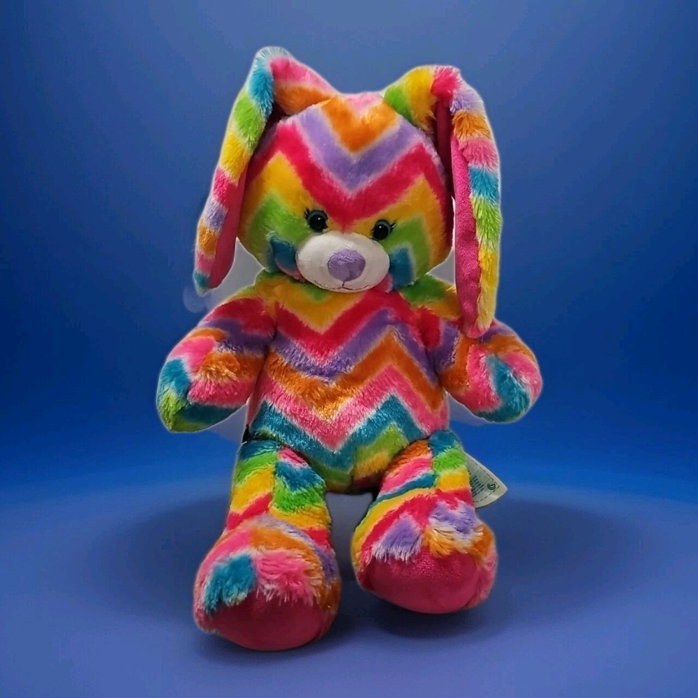 Build A Bear 17" Bunny Rabbit 2014 Rainbow Tie‎ Dye Chevron Plush